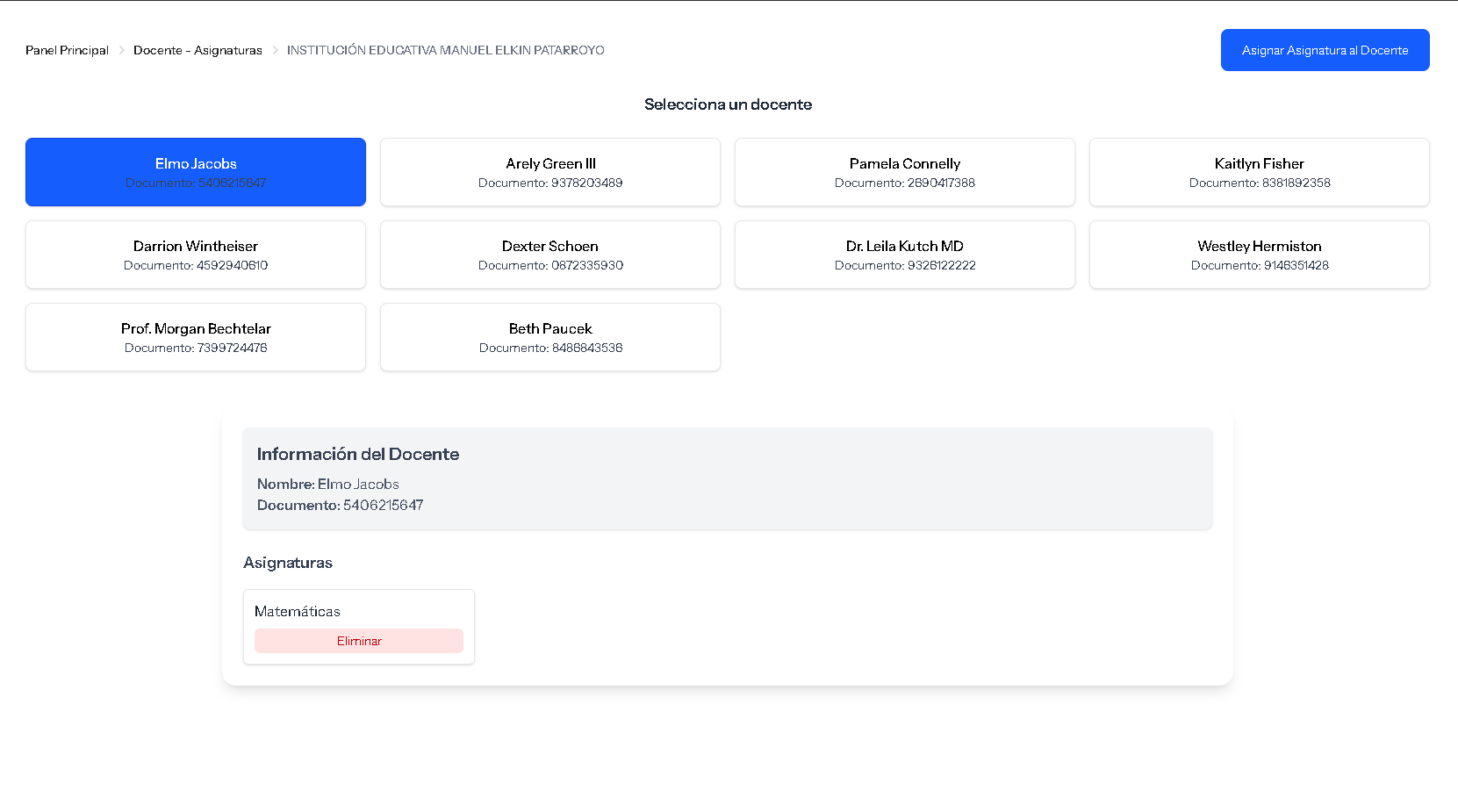 Asignar Docente-Materia