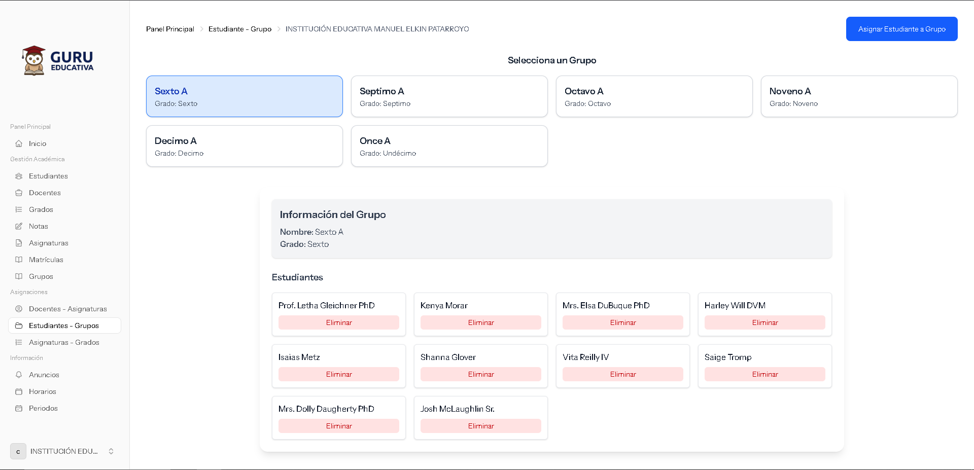 Asignar Estudiantes a Grupos
