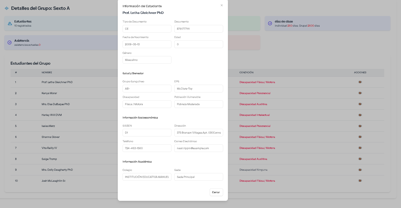 Estudiantes por Grupo