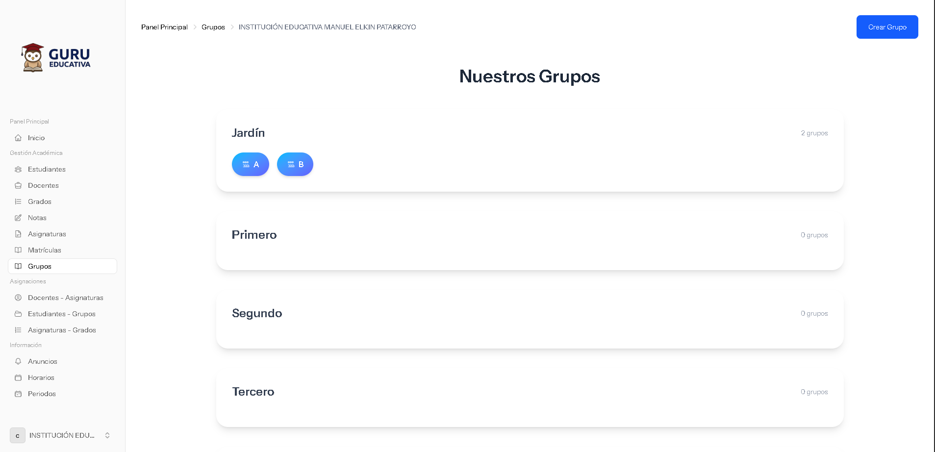 Gestión de Grupos