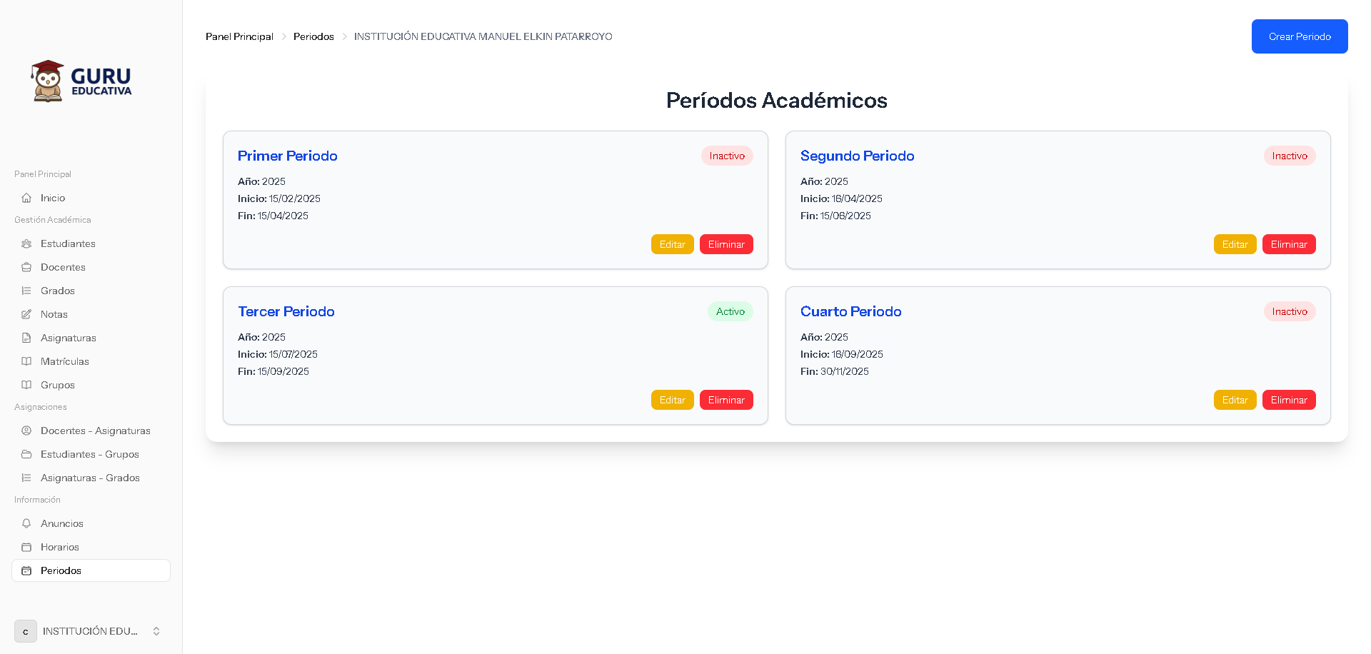 Periodos Académicos