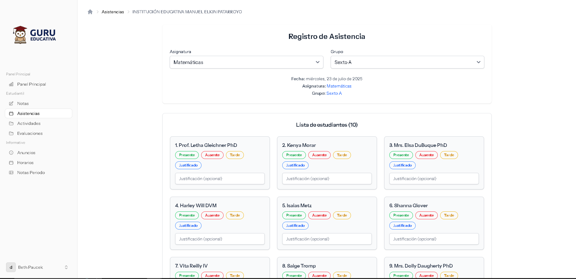 Control de Asistencia